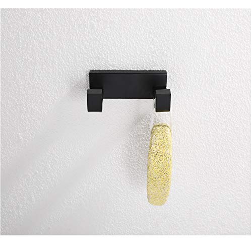 DOCNACHT Double Towel Robe Hook Stainless Steel Coat Hook Kitchen Toilet Bathroom Accessories Dual Holder Heavy Duty Wall Mount, Matte Black