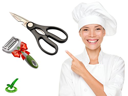 Multi-Purpose Kitchen Shears – Heavy-Duty Stainless Steel Professional Scissors + FREE 3-in-1 Peeler