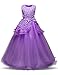 NNJXD Girl Sleeveless Embroidery Princess Pageant Dresses Kids Prom Ball Gown Size (140) 8-9 Years Purple