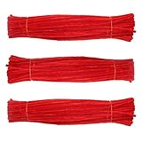 Craft Pipe Cleaners 300 PCS Red Chenille Stem 6MM x 12 Inch Twistable Stems Children's Bendable Sculpting Sticks for Crafts and Arts (Red)
