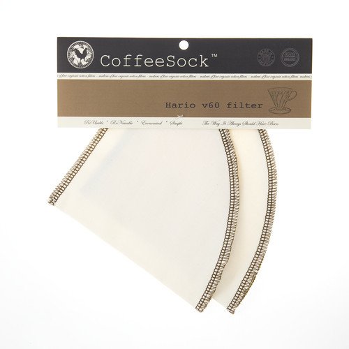 CoffeeSock Reusable Filters Made To Fit Hario v60-03 - GOTS Certified Organic Cotton Reusable Coffee Filters (V60-03)