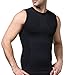 JIAO MIAO Mens Slimming Waist Body Shaper Vest Shirt,T390Black-L