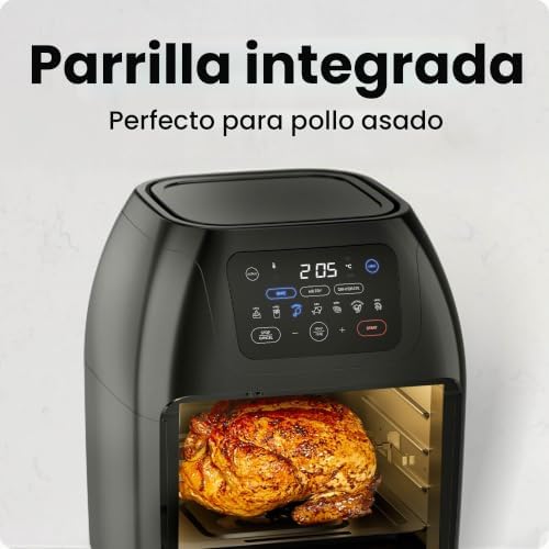 Multifunctional Digital Air Fryer+ Rotisserie, Dehydrator, Convection Oven, 17 Touch Screen Presets Fry, Roast, Dehydrate, Bake, XL 10L Family Size, Auto Shutoff, Large Easy-View Window, Black