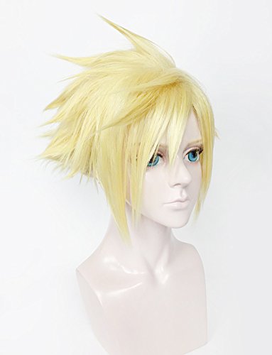 Cfalaicos Final Fantasy VII 7 Cloud Strife Short Golden Blonde Cosplay Hair Wig Halloween - Image 4