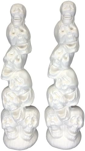 Ceramic Bisque - Ready to Paint - A Pair of Skull Stacks.