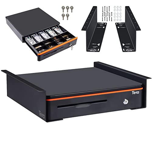 Tera 13" Auto-Open Cash Drawer With Lock - Heavy Duty 4 Bill/4 Coin Tray, 24V RJ12, 6 Keys For POS System