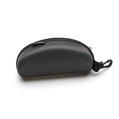 Coohole Portable Zipper Eye Glasses Sunglasses Clam Shell Hard Case Protector Box, Black