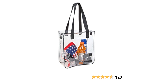 Amazon Com Clear 12 X 12 X 6 Stadium Approved Tote Bag With Black Handles Clothing Shoes Jewelry