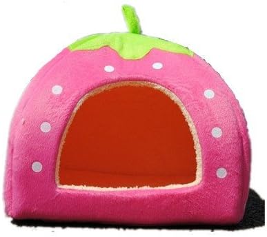 lycia Strawberry Cotton Soft Small Dog Cat Pet Bed House (Pink, S)