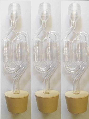 3ct. - S-Shape Airlock with #6.5 Stopper - Set of 3 (Bubble Airlock) (Limited Edition)