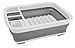 Kitchen Details Collapsible Dish Drying Rack | Space Saver | Aerated Bases Drain Holes | Plates, Bowls, Utensils Compartments | Countertop and Sink Storage | White/Grey