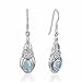 925 Sterling Silver Celtic, Genuine Blue Topaz Stone Dangle Earrings - Nickel Free