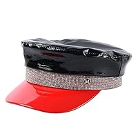 Xuzeyun Ladies Beret Women Captain Sailor Hat Newsboy Baker Boy Peaked Beret Cap Black and White Great for Girls, Women, Lady,Adults (Color : Black, Size : L)