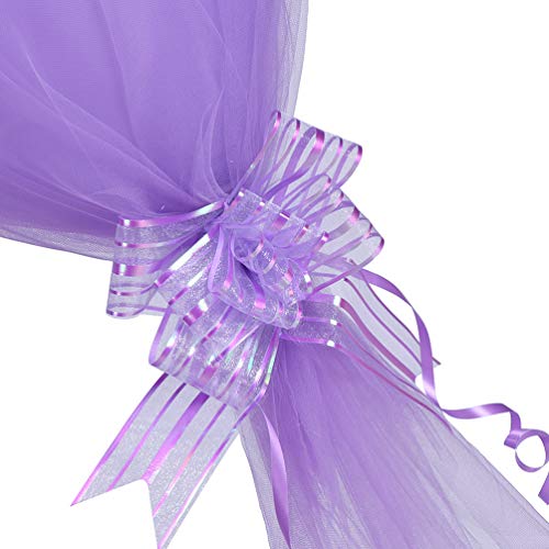 Focalmotors Party Latex Polka Dot Balloons Tutu Tulle Balloons with Column Base Kit for Baby Shower Birthday Wedding Party Decoration,Purple (6 Pack)