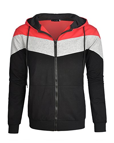 Mooncolour men s slim fit long sleeve lightweight zip-up hoodie w…