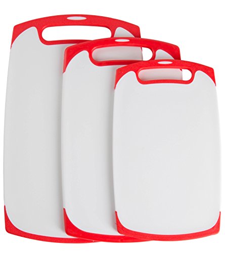 Set of 3 Small Medium Large Cutting Boards With Non Slip Feet