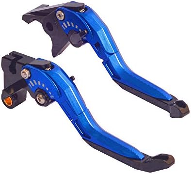 WildBee 5D Texture Blue Foldable Extendable Brake and Clutch Levers for Yamaha YZF R1 2004-2008, YZF R6 2005-2016, R6S Canada Version 2006