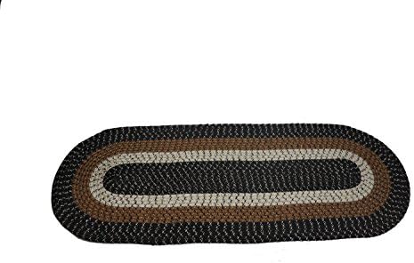 Emerald Wholesale Oval Braided Rug Runner, 22" x 60", Black