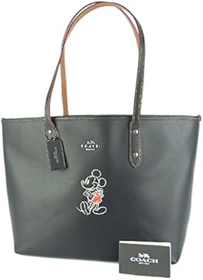 Amazon アウトレット コーチ Coach F Coach Disney コーチ ディズニー コラボ ミッキーマウス シティージップ トート 内側バンダナ レザー ショルダー トートバッグ ブラック sam 並行輸入品 Coach コーチ トートバッグ