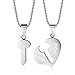 HUANIAN Stainless Steel I Love You Key to Heart Lover Valentine Couple Pendant Necklace,Silver (Steel)