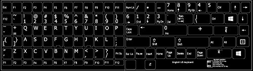 REPLACEMENT ENGLISH US KEYBOARD STICKERS ON BLACK BACKGROUND