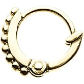 Pierced Owl - 18GA Beaded Thick Cuff Design 316L Surgical Stainless Steel Hinge Hoop Septum Cartilage Helix Daith Segment Ring