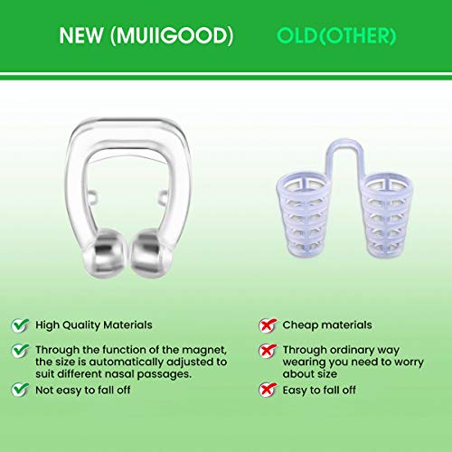 Anti Snore Nose Clip, MUIIGOOD Silicone Magnetic Stop Snoring Nose Device Professional Sleeping Aid Relieve Snore Comfortable Sleep Sleeping Aid for Women Men(2pcs)
