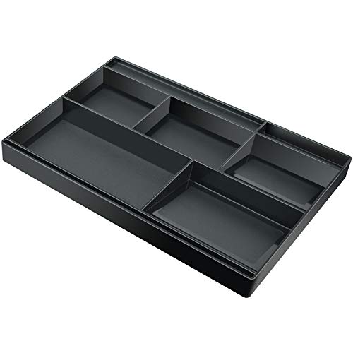 Acrimet-Drawer-Organizer-Bin-Multi-Purpose-Storage-for-Desk-Supplies-and-Accessories-Plastic-Black-Color