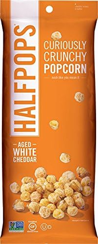 Halfpops Gluten Free Non-GMO Curiously Crunchy Popcorn (Pack of 15) (Aged White Cheddar)