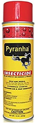 Pyranha 15 Oz Fly Spray Direct Use On Horses and Premises Kills and Repels Citronella Scented Grooming Aid and Coat Conditioner