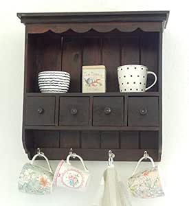 Trendshop-online – Estantería de pared de madera, estantería de cocina