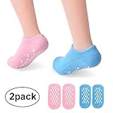 PRETTY SEE Moisture Socks Gel Moisturizing Socks for Moisturize Dry Hard Cracked Skin and Soften Repair Feet, 2 Packs, Blue & Pink