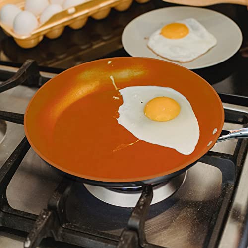 LAMPOWR Skillet 12 Inch Fry Pan with Tempered Glass Lid Dishwasher