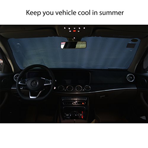 BOKIN Car Windshield Sun Shade and Snow Cover, Sun Visor Reflect UV and Keep Your Vehicle Cool in Summer. This Sunshade is for Car, Van, Truck Windshield