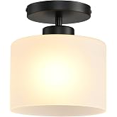SINMILA Semi Flush Mount Ceiling Light, Modern Kitchen Lighting Fixtures Ceiling, Rustic Ceiling Light Fixtures, Ceiling Lights with Glass Shade for Hallway Foyer Entryway Bedroom