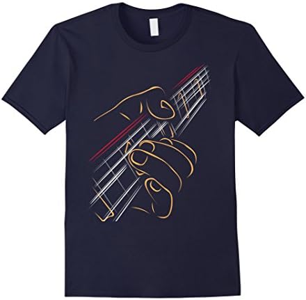 Men's Graphic Guitar Player - Left Hand String Bend Guitar T-shirt Small Navy