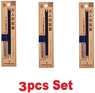 [3 Set!!!] Kitaboshi Pencil Lead Holder 2mm, Navy Body and Sharpener Set OTP-680IST from Japan