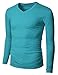 Doublju Mens V-Neck T-shirts with Long Sleeve