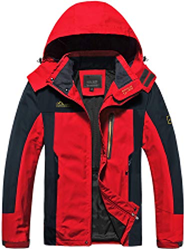 TACVASEN Mountain Jacket Mens Waterproof Outdoor Jacket Mesh Lining Hiking Travel Camping Sports Jacket, Red, L