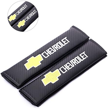 2pcs Carbon Fiber +Embroidery Car Seat Belt Cover Pad Shoulder Cushion (Chevrolet)