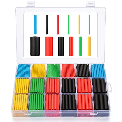Eventronic Heat Shrink Tubing Electric Insulation Heat Shrink Wrap Cable Sleeve 5 Colors 12 Sizes, 900Pcs
