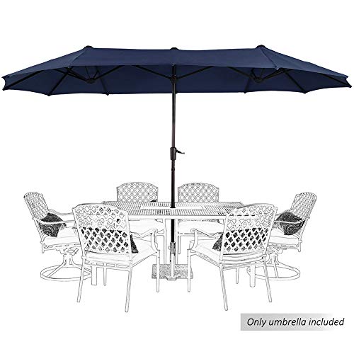 PHI VILLA 13ft Outdoor Market Umbrella DoubleSided Twin Large Patio Umbrella with Crank, Navy