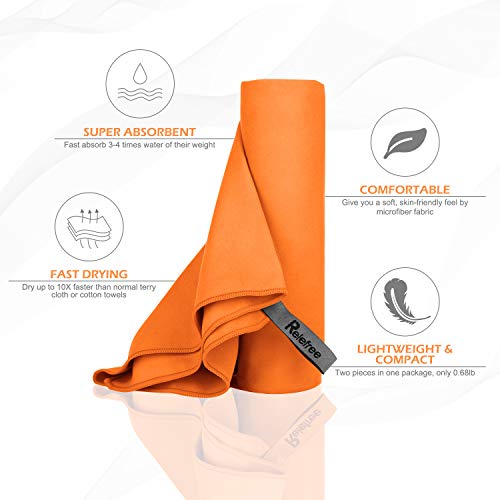Relefree Microfiber Towel, Sports & Travel Towel - Fast Drying, Super Ultra Absorbent, and Compact Suitable for Camping, Beach, Gym, Swimming, Backpacking, Yoga, Set of 2 - Thumbnail 2
