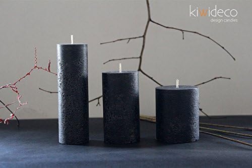 Rustic Pillar Candles Set (Black) rustic candles. Hot cast. Colored wax. Handmade.