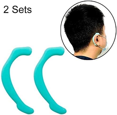 ZAM ZAM 2 Sets Reusable Face Mask Soft Silicone Ear Hook Invisible Earmuffs (Black) (Color : Green)
