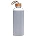 Life4u Sports Borosilicate Glass Water Bottle with Bamboo Lid Bpa Free 32 oz