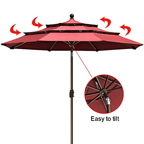 EliteShade USA Sunumbrella 9Ft 3 Tiers Market Umbrella Patio Umbrella