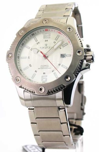 Mens Croton Steel Automatic 24 Hour Time Date Watch CA301182SSSL