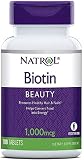 Natrol Biotin tablets, 1000 mcg, 100 count, (pack of 2)