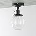 PERMO Modern Semi Flush Mount Ceiling Light with Globe Clear Glass Shade 1 Light Industrial Light Fixtures for Hallway, Bathroom, Farmhouse, Entryway(Black)
